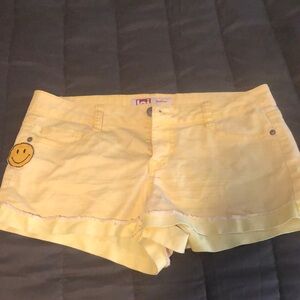 Lei Yellow Jean Shorts with Folded Cuff